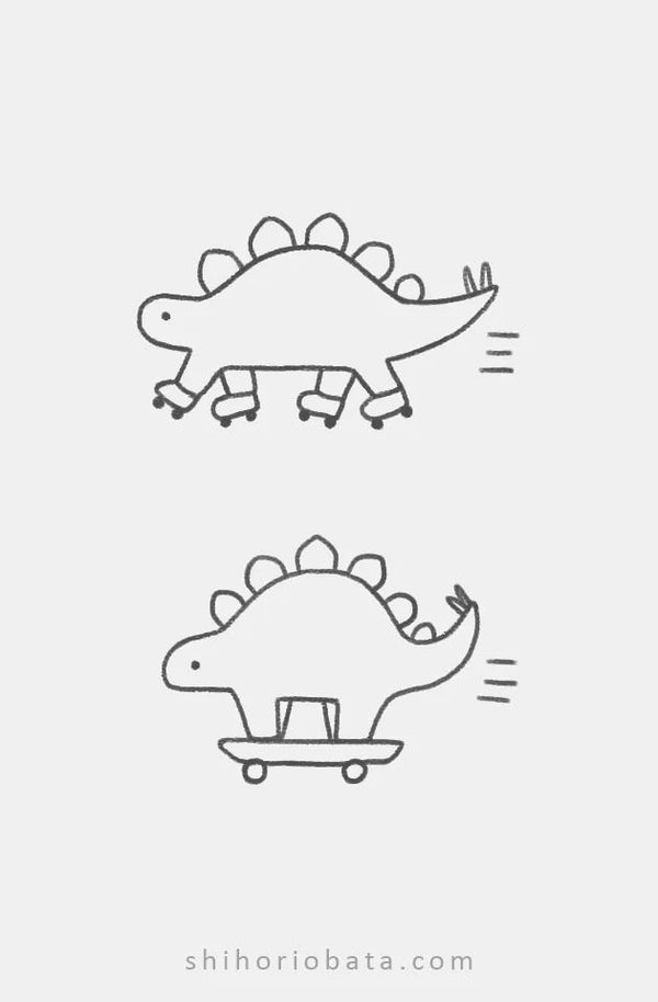 Doodle Sick Skateboarding Dino (e995f)