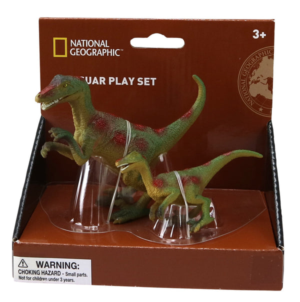 National Geographic National Geographic Raptor Dinosaur Figurines 2pc Set - Velociraptor and Cub